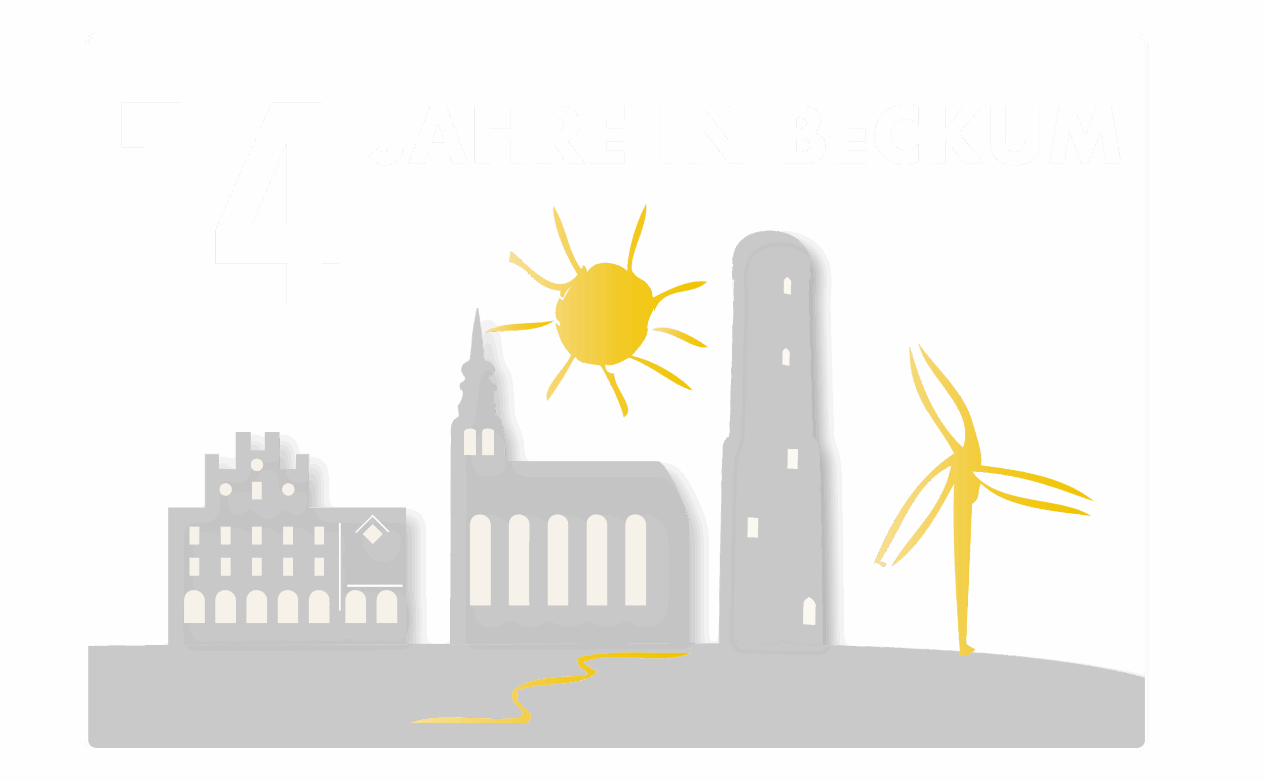 Bild mit Beckumer Umrissen und Sonne<br />
